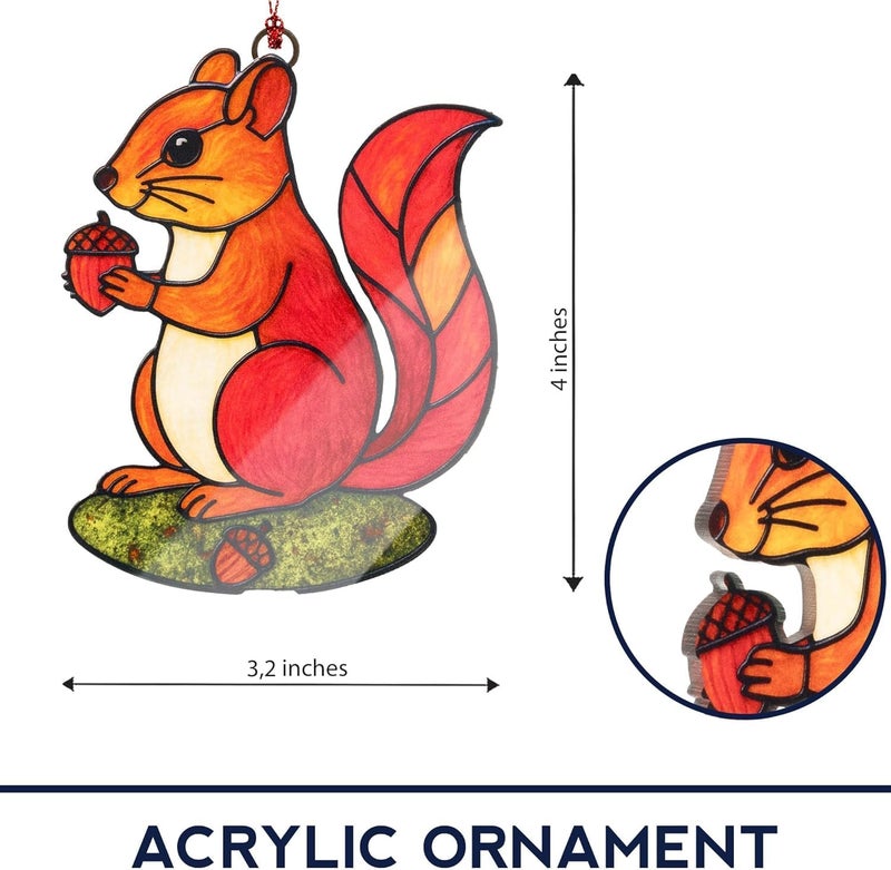 NELXI Squirrel Ornament, Squirrel Ornaments for Christmas Tree, Christmas Ornaments 2025, Woodland Creature Holiday Decor, Animal Ornament for Tree, Suncatcher Hanging Decoration, Unique Gifts for Women - Image 4